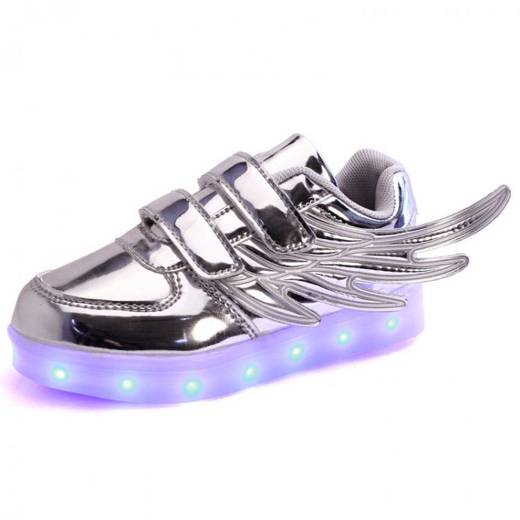 Patent leather led light up sneaker wings